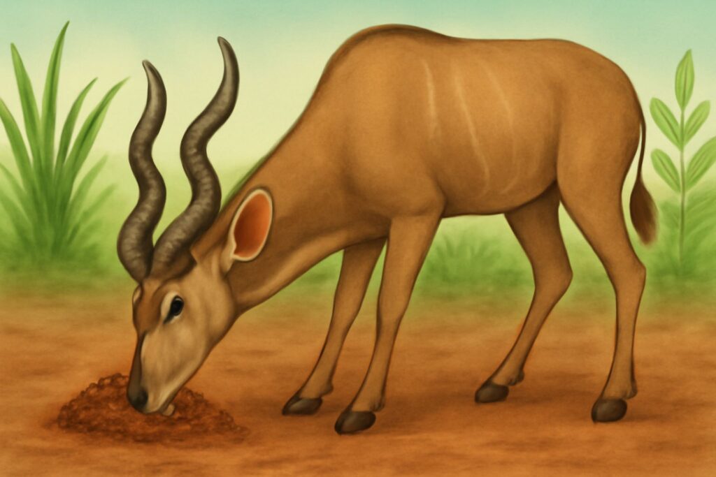 antelope eating soil