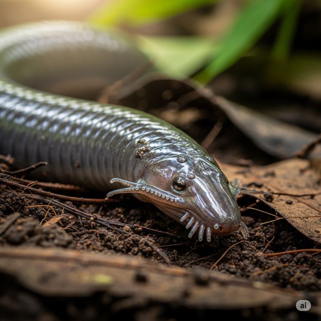 caecilian slithering animal