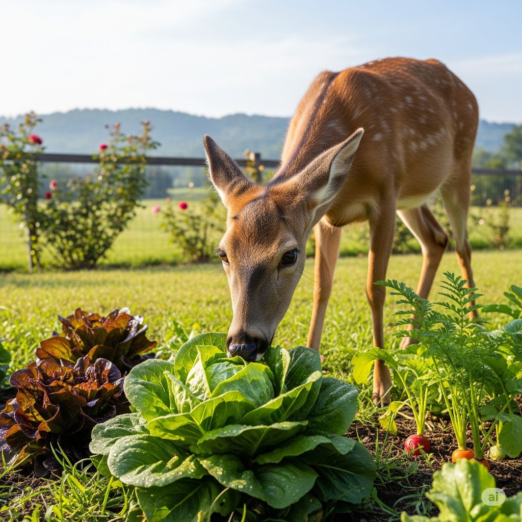 deer eating lettuce