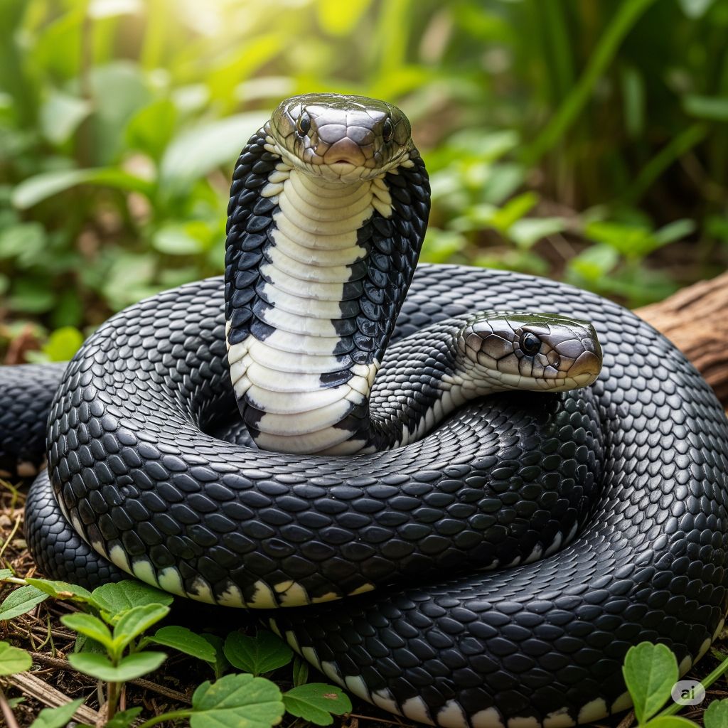 Forest Cobra (Black and White-lipped Cobra) (Naja melanoleuca)