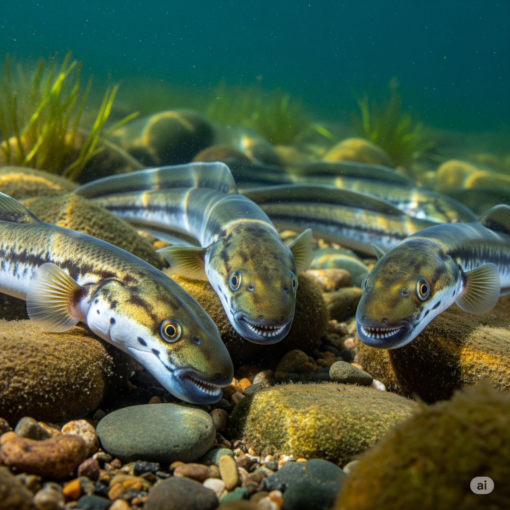 lampreys slithering