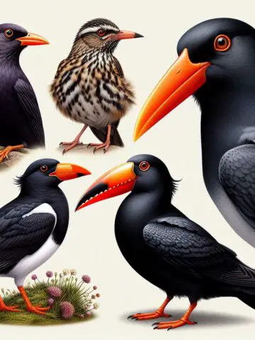 Black Birds With orange beak
