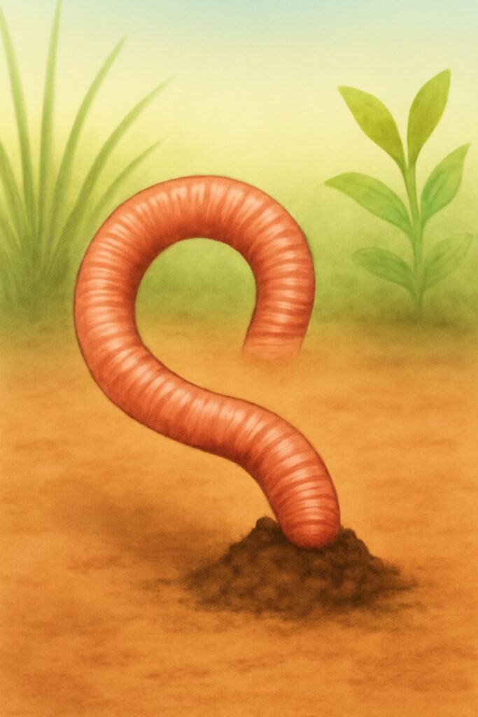 earthworm eating soil
