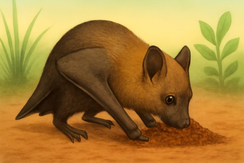 fruit bat eating soil