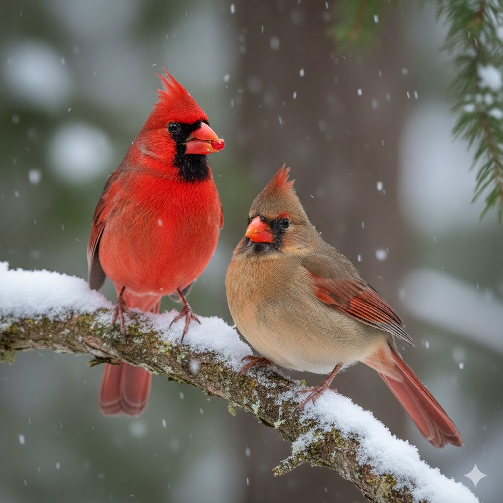 Cardinals (Cardinalis cardinalis)
