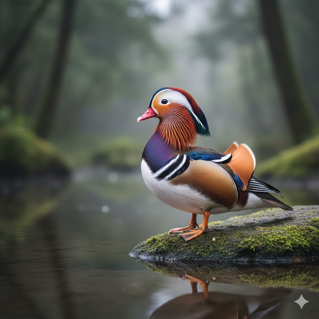 Mandarin Duck (Aix galericulata) – Living Artwork