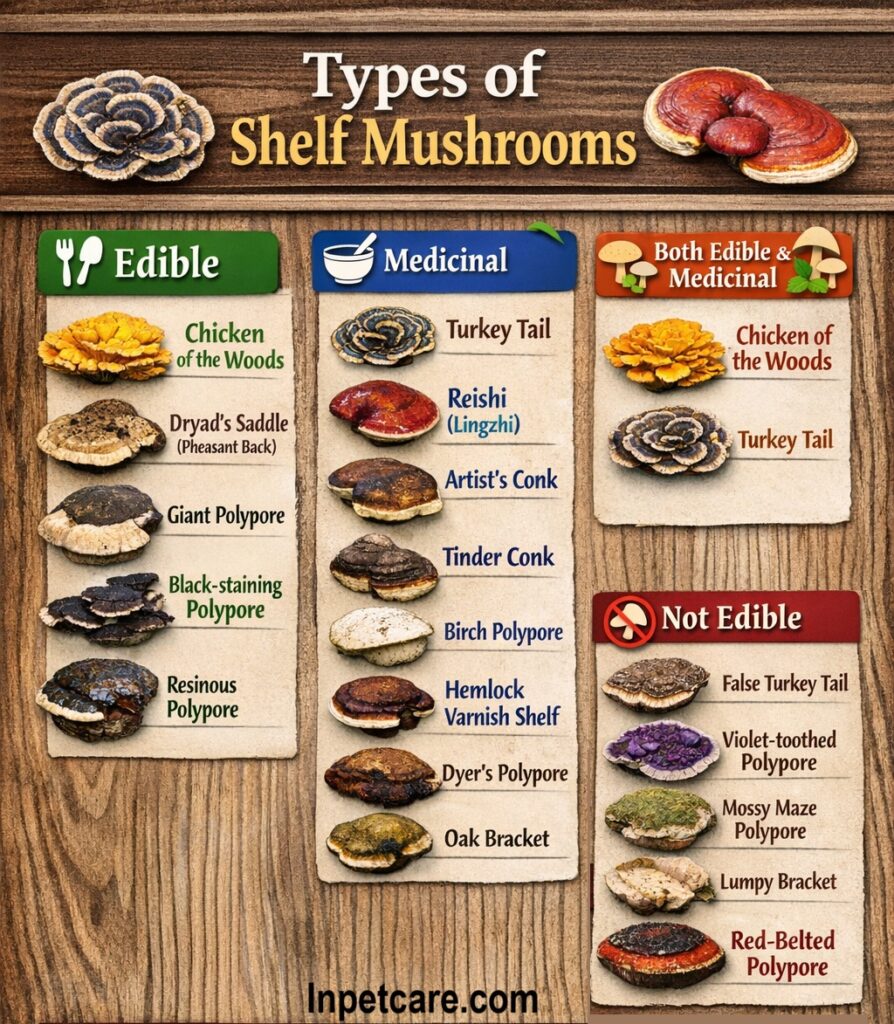 20 Types Of Shelf Mushrooms [Toxic, Edible & Medicinal]