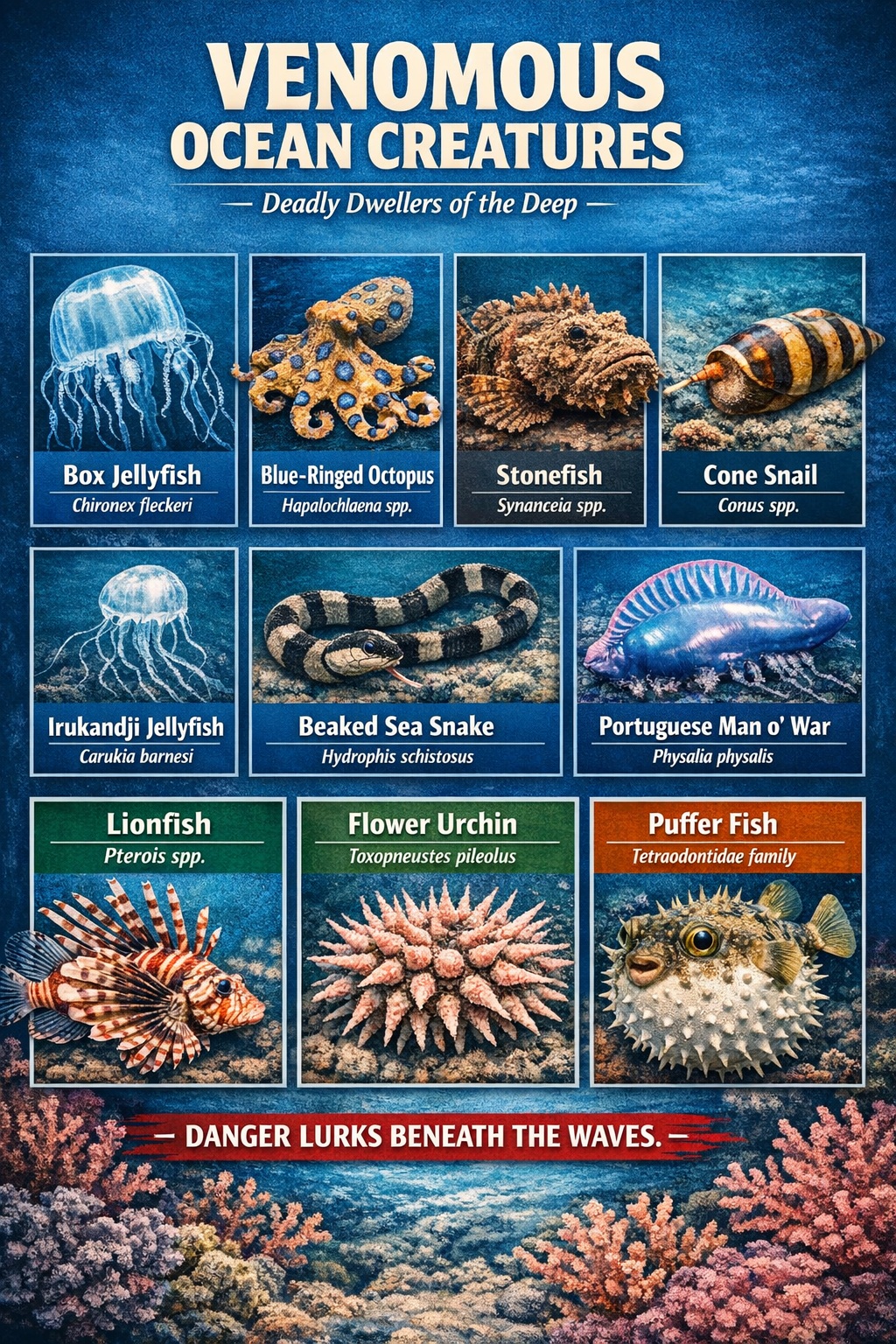 Venomous Ocean Species infographic